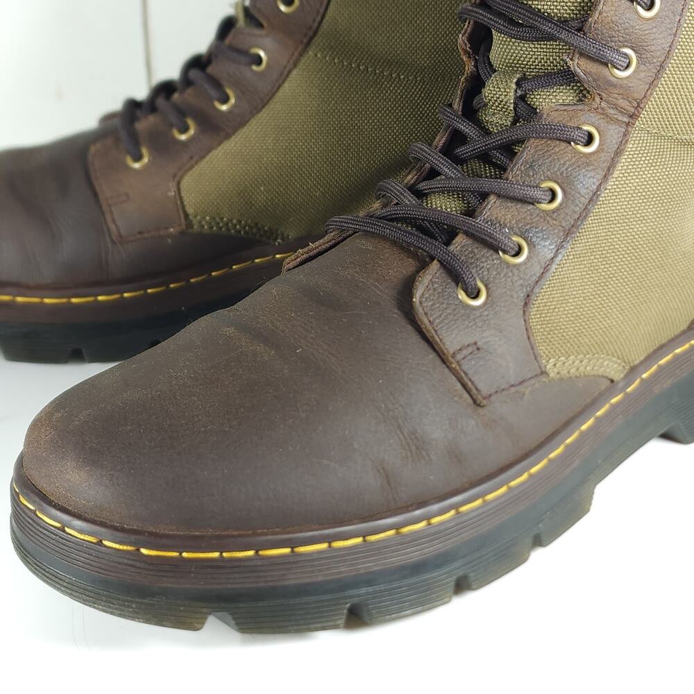 Dr. Martens Combs II Men's US11 Brown Leather Canvas Lace-Up Combat Boots - Picture 13 of 14